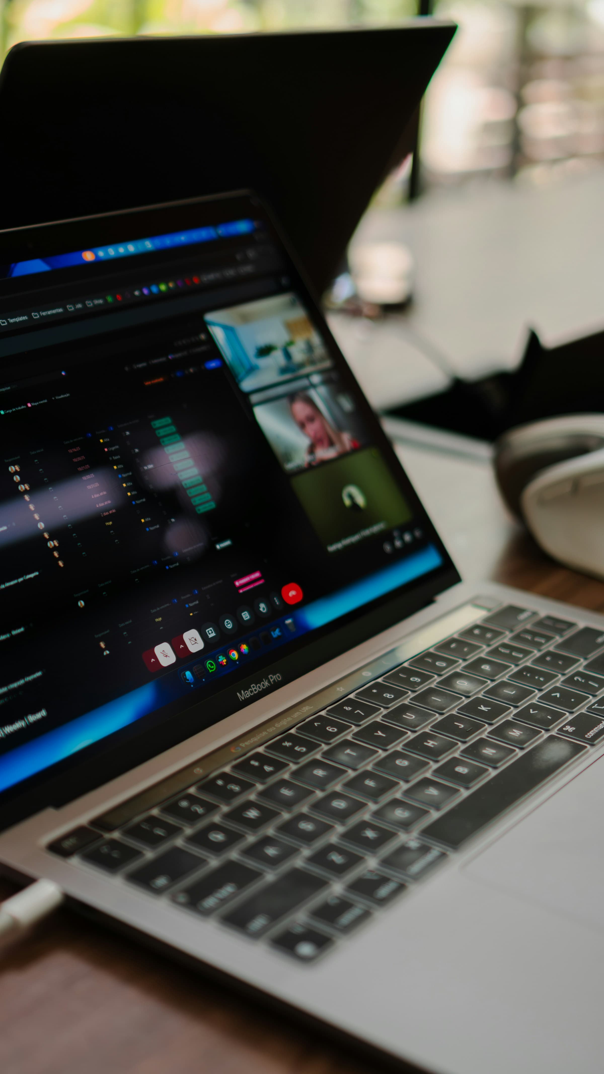 A laptop running a collaborative video meeting